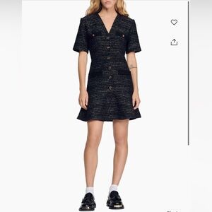 Sandro Gwendoline Metallic Tweed Dress